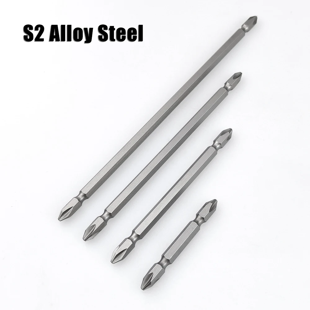 10Pcs 65-200mm Double-End Screwdriver Head Bits S2 Steel Ph2 Cross Bit Strong Magnetic High Hardness Torque Batch Head Sets