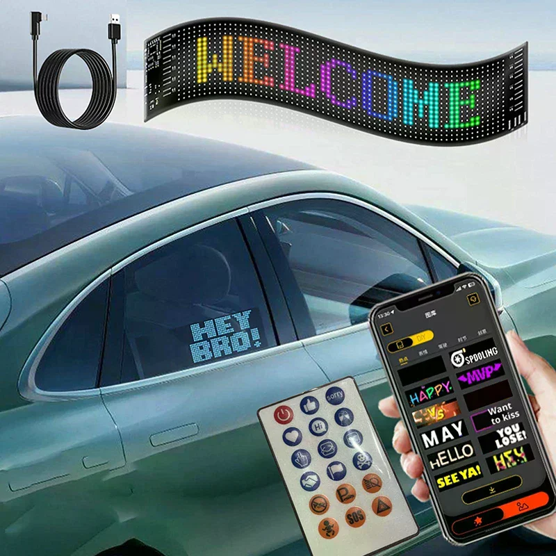 LED Matrix Panel USB 5V Flexible LED Pixel Display Screen RGB Graffiti Pattern Message Display Bluetooth APP For Car/Shop/Sign