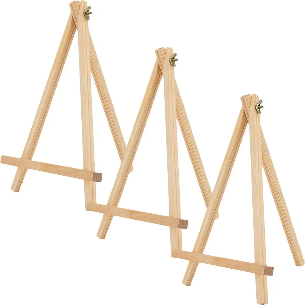3 Pcs Wooden Painting Easel Foldable Tripod Desktop Display Stand for Kids Artists Small Wood Drawing Board Craft Photo