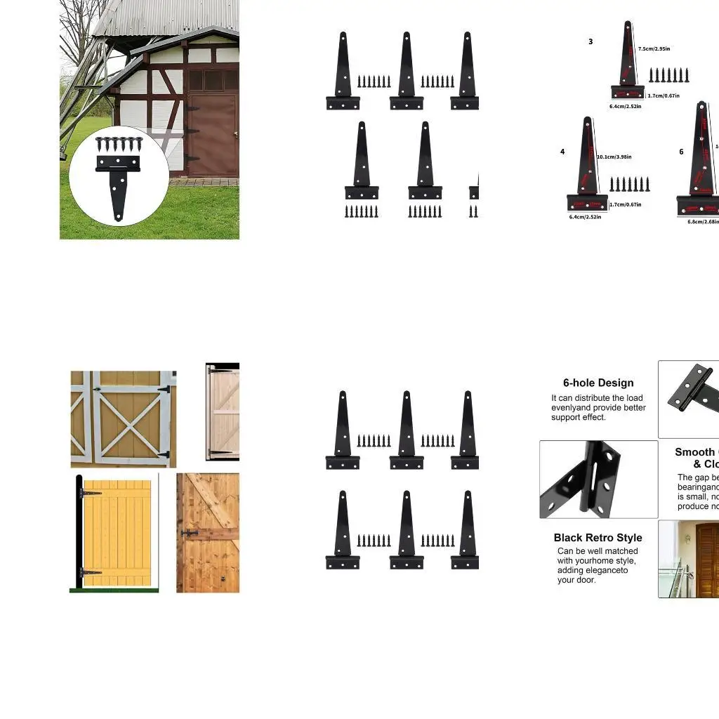 

652F Iron T Styles Hinges for Wooden Door Includes Screws Rustproofed 270 Degree Rotation for Indoor Outdoor Use