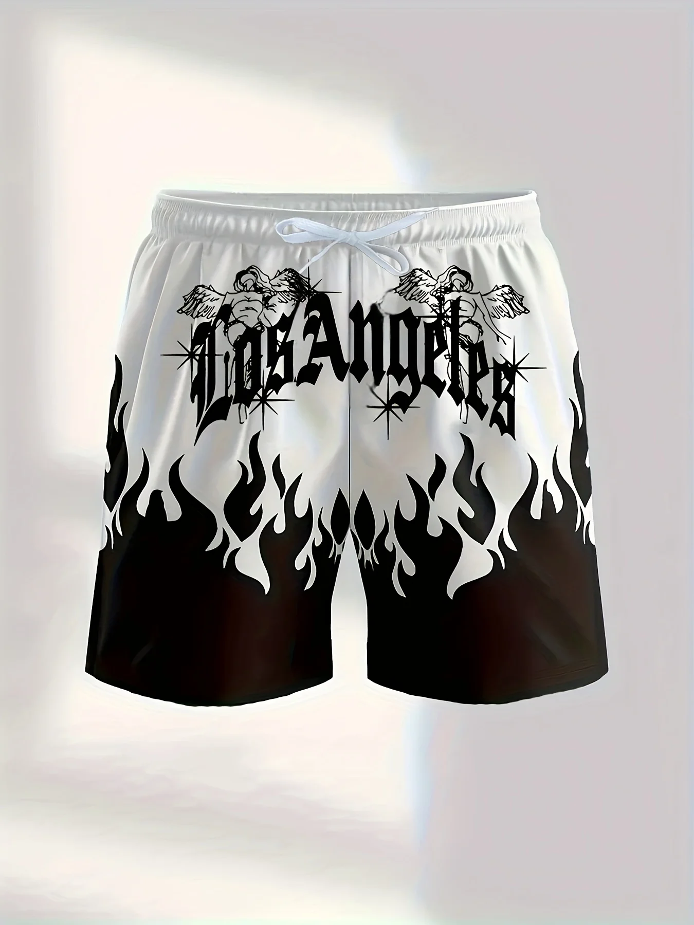 

2026 Fashion Best-selling New Models Mens Los Angeles Flame Print Basketball Shorts Y2K Oversized Casual Quick Drying Shorts