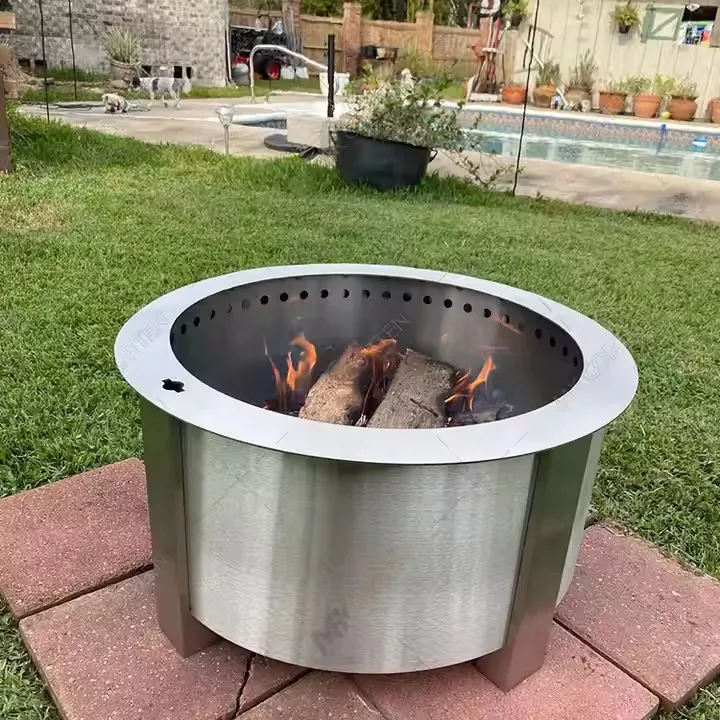 Outdoor Round Camping Stove Stainless Steel Wood Burning Fire Pits