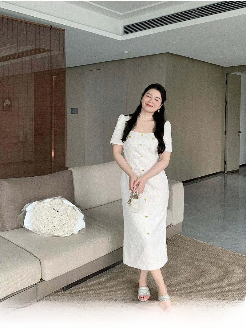 

Новая летняя женская юбка ML Jasmine большого размера, корейская, в стиле A-Line, с завышенной талией, длинная, стройнящая, в стиле Small Fragrance Sle Com.