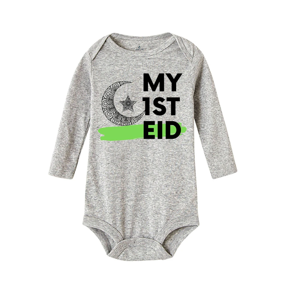 My First Eid Newborn Baby Romper Infant Body Long Sleeve Baby Jumpsuit Eid Toddler Ramadan Outfit Islamic Muslim Holiday Clothes