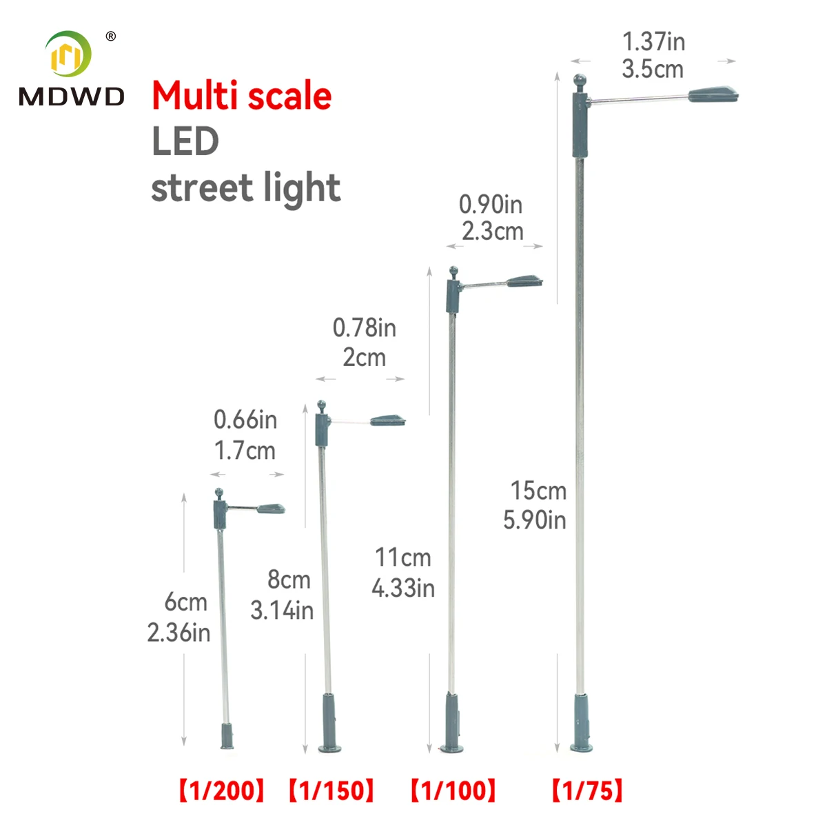 

10Pcs Mini Street Lamp Model Metal Railway Train Lights Scale 1:75-150 For Sand Table Building Diorama Materials