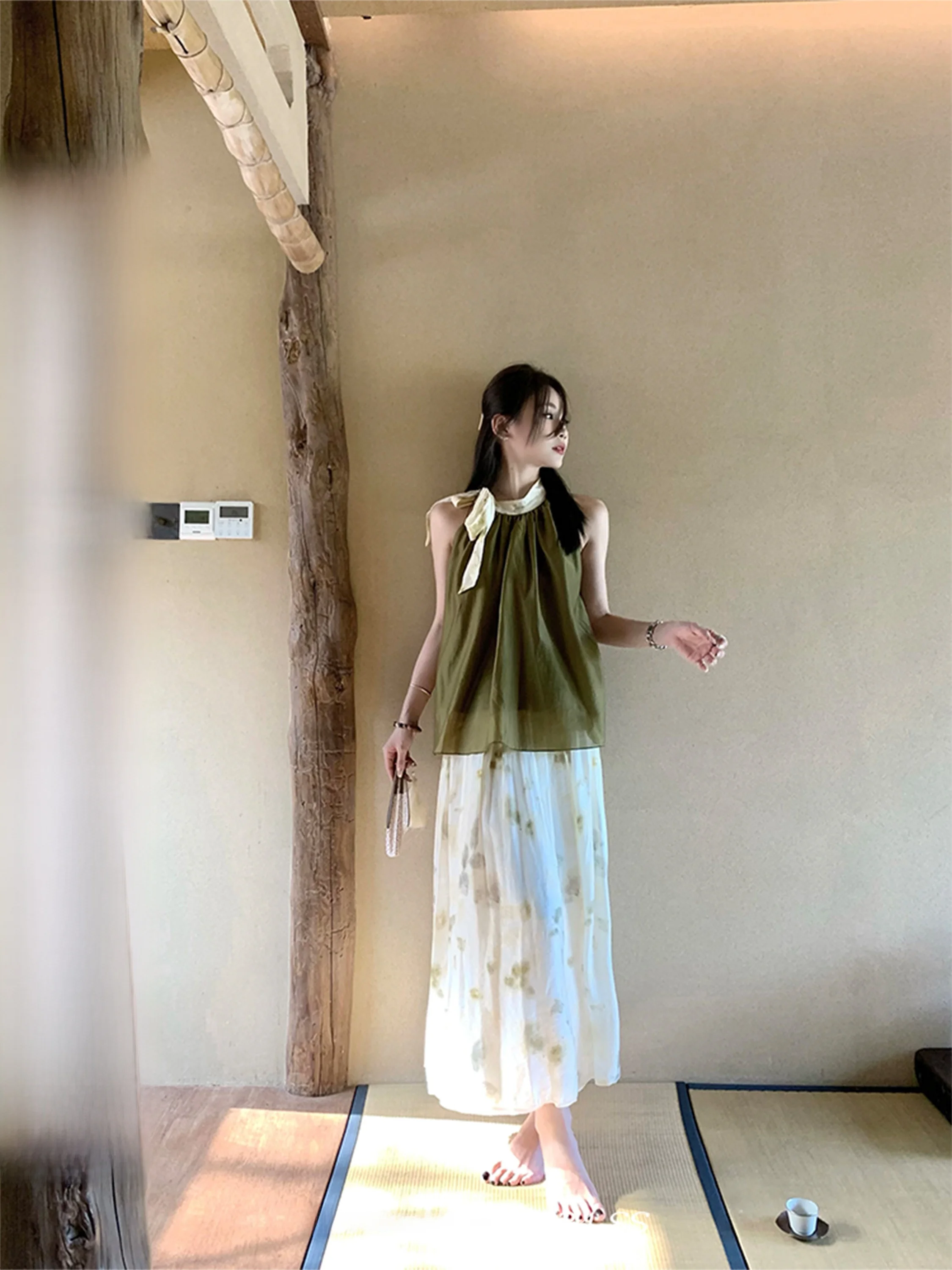 

Летний комплект Faion, женская полукорпусная юбка, шелковый цветной бренд Wang Jie Kung, студенческий школьный orm Work