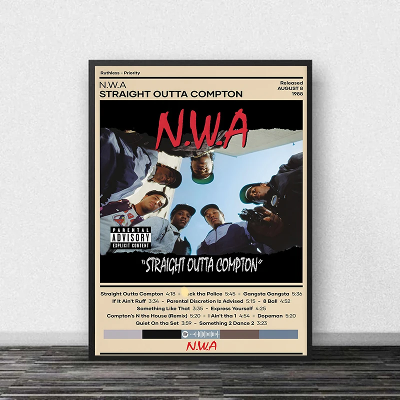 NWA Hip Hop Rapper Straight Outta Compton Hot Music Album Poster Canvas Painting Wall Art Pictures Home Room Decor Gift view 4