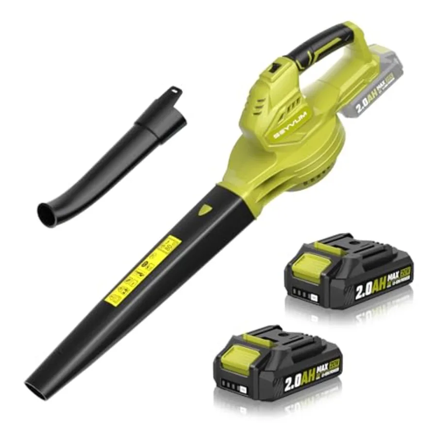 Leaf Blower, 20V Cordless Blower with 2 x 2.0Ah Battery, Electric Leaf Blowers for Lawn Care, 350 CFM 150 MPH Battery Powered L