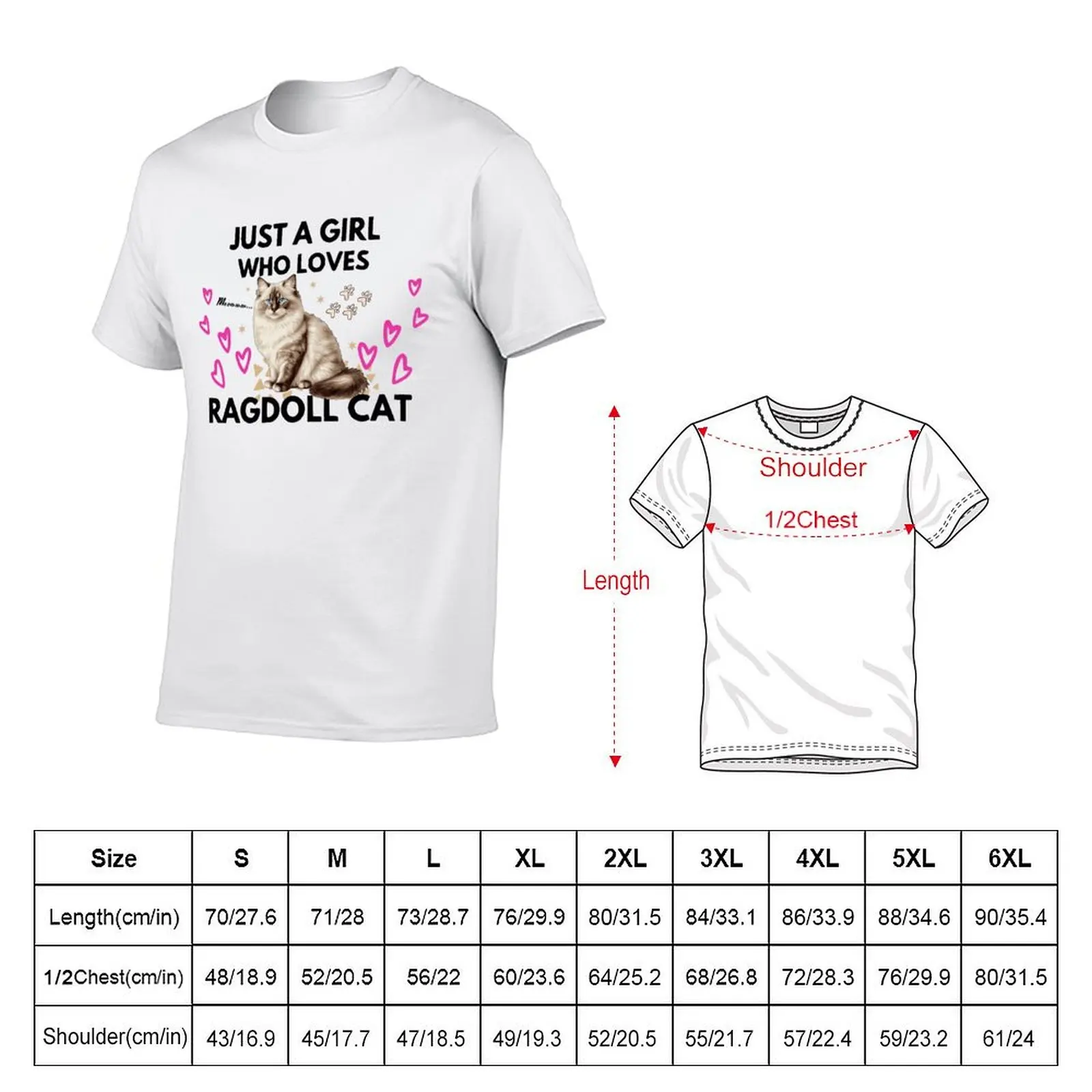 Just A Girl Who Loves Ragdoll Cat T-Shirt summer top vintage t shirts vintage t shirt men