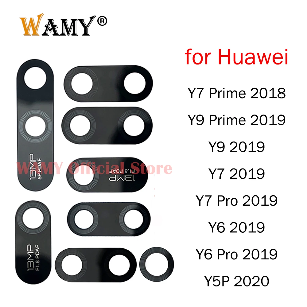 WAMY Rear Back Camera Glass Lens For Huawei Y5P 2020 Y6 Pro Y7 Pro 2019 Y9 Y7 Prime 2018 With Glue Sticker