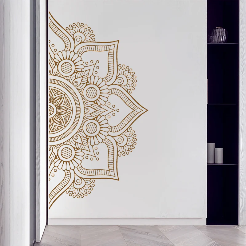 Half Mandala Wall Art Decals - Mandala Decal - Boho Decor - Bohemian Stickers - Headboard Decal - Yoga Studio Vinyl  MT40