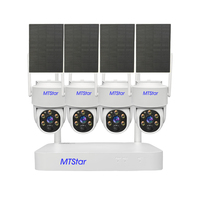 MTStar Wire-Free Solar PTZ Home Security Camera System Wireless, 4*4MP Eseecloud Smart WiFi Solar PTZ Camera Kits