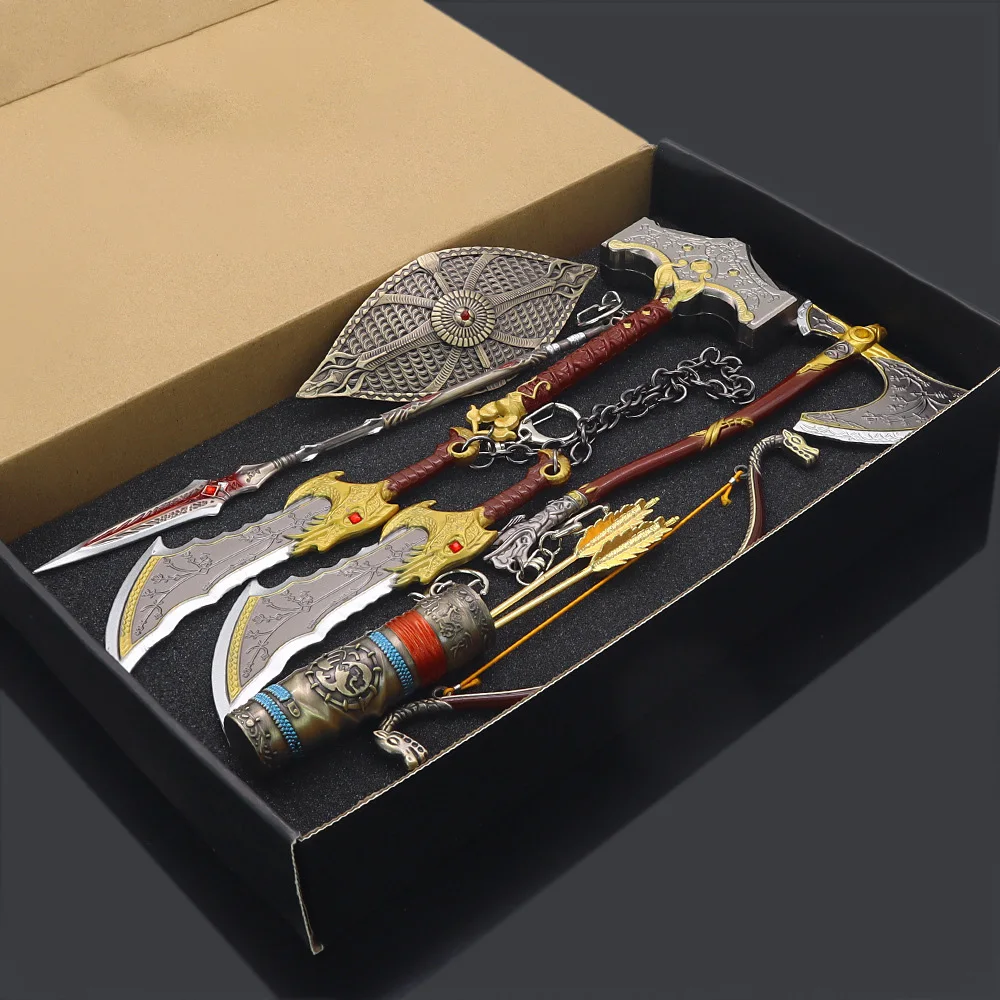 Arma God of War Kratos Blades of Chaos Olympus espada modelo juego periférico llavero de Metal Katana espadas regalos juguetes para niños
