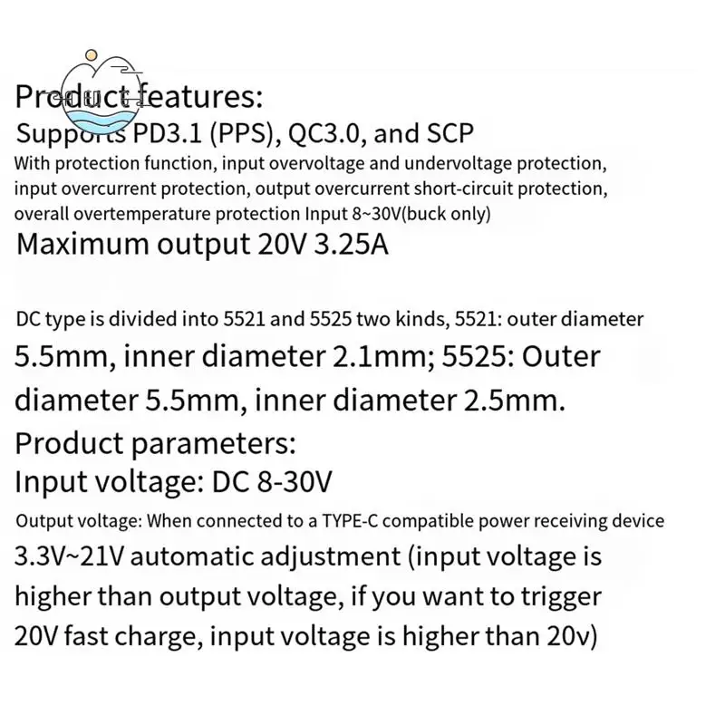 

AED6-PD65W Fast Charging Module Type-C Interface PD QCSCP Fast Charging Full Protocol Charger Module