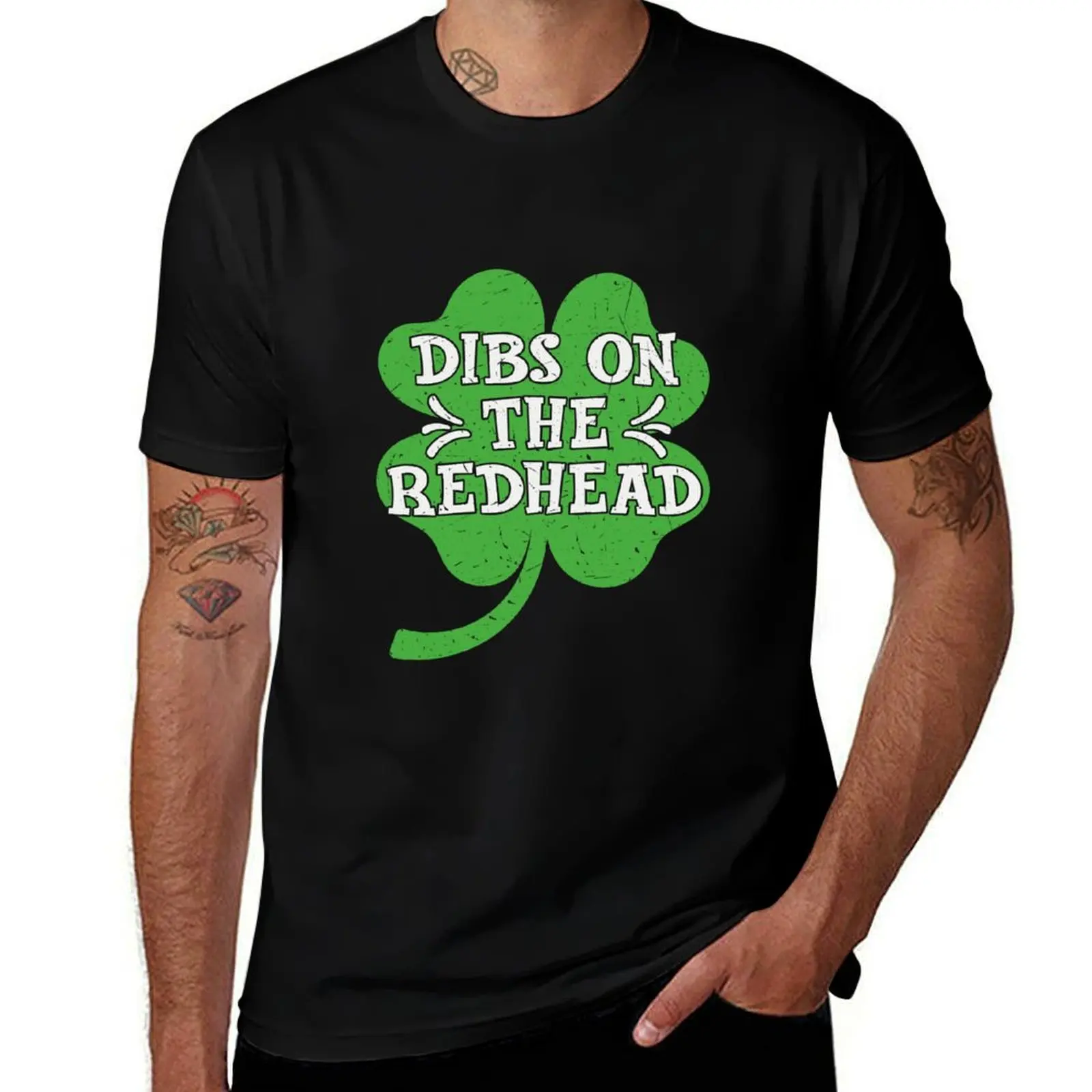 Dibs On The Redhead Funny Irish St Patrick's Day T-Shirt Basic Short Sleeve Cotton Blend T-Shirt