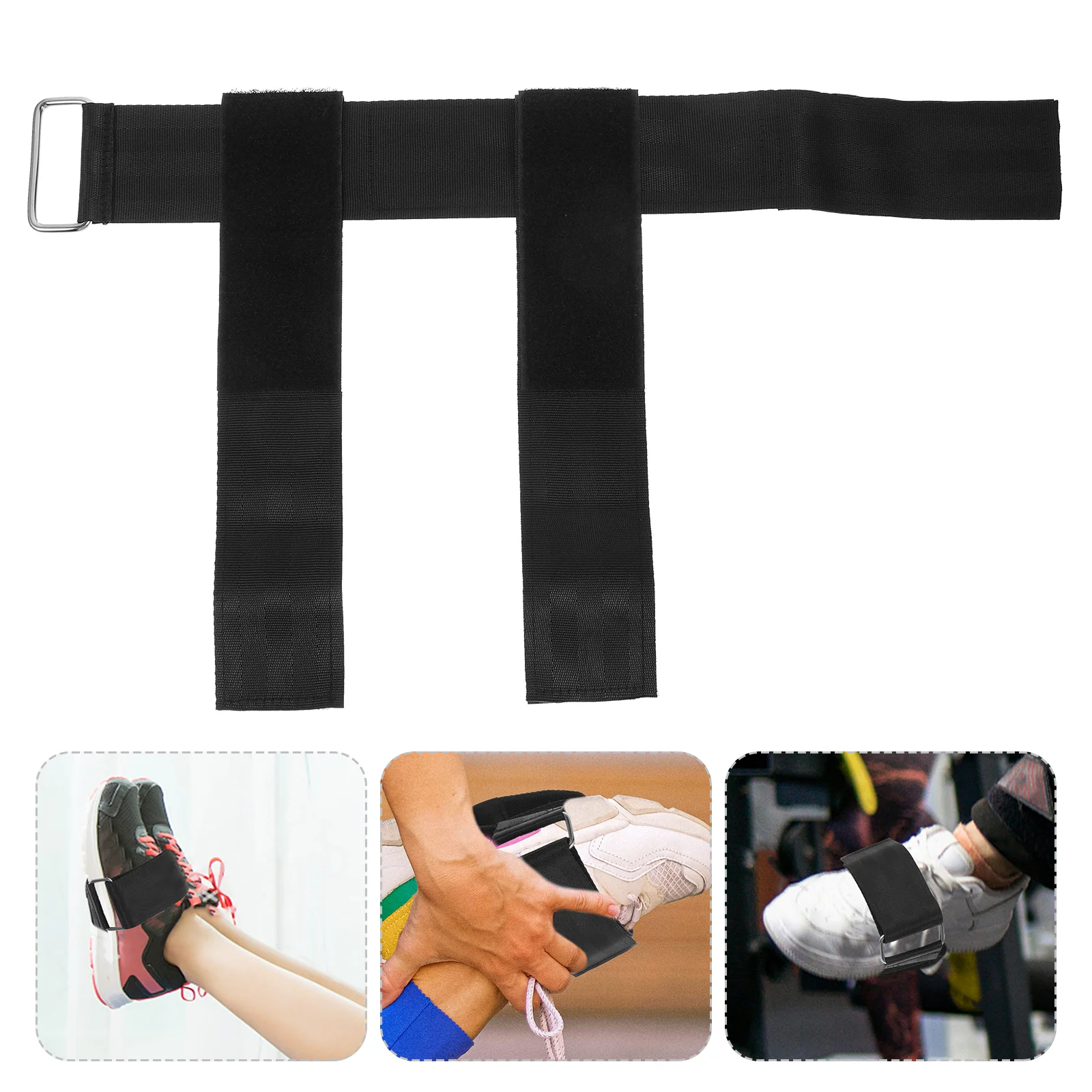 

2 Pcs Weightlifting Ankle Straps Adjustable Foot Weights Dumbbell Attachment Black Gym Support Wrap for Sports Leg Training