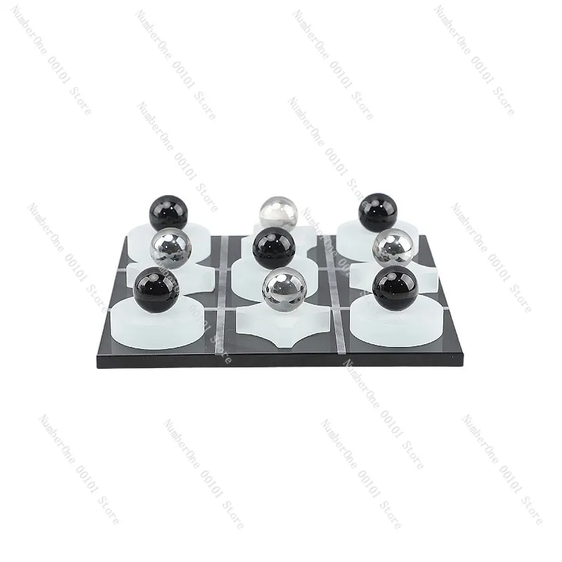 

Elegant Modern Luxury Geometric Crystal Chessboard Ornament Light Luxury Tabletop Figurine for Living Room Coffee Table Study