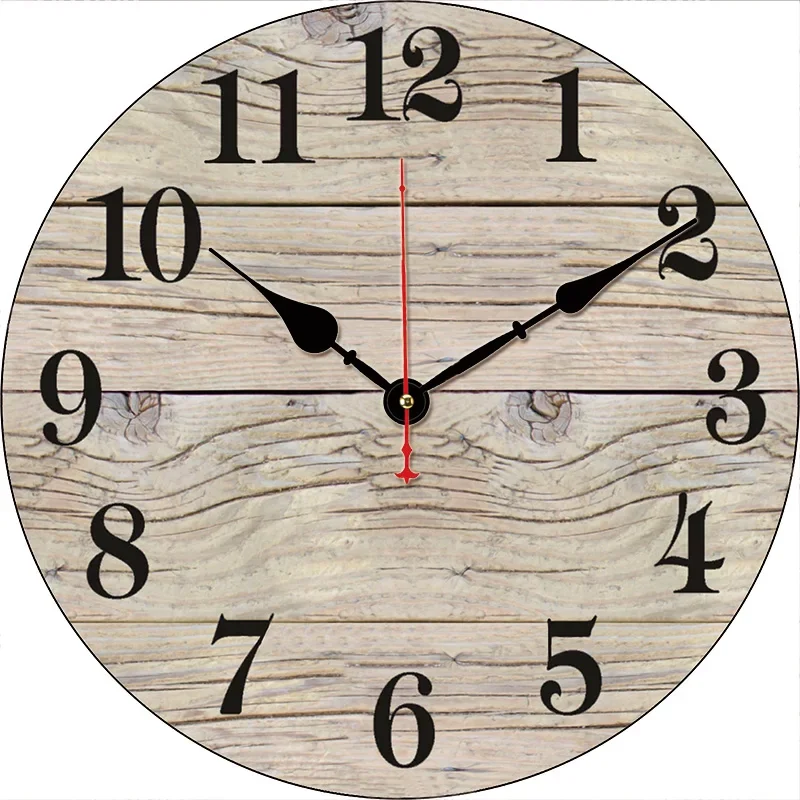 Vintage Wood Kitchen Round Wall Clock Large Dinning Restaurant Cafe Decorative Wall Clock Silent Non-Ticking Nice For Gift