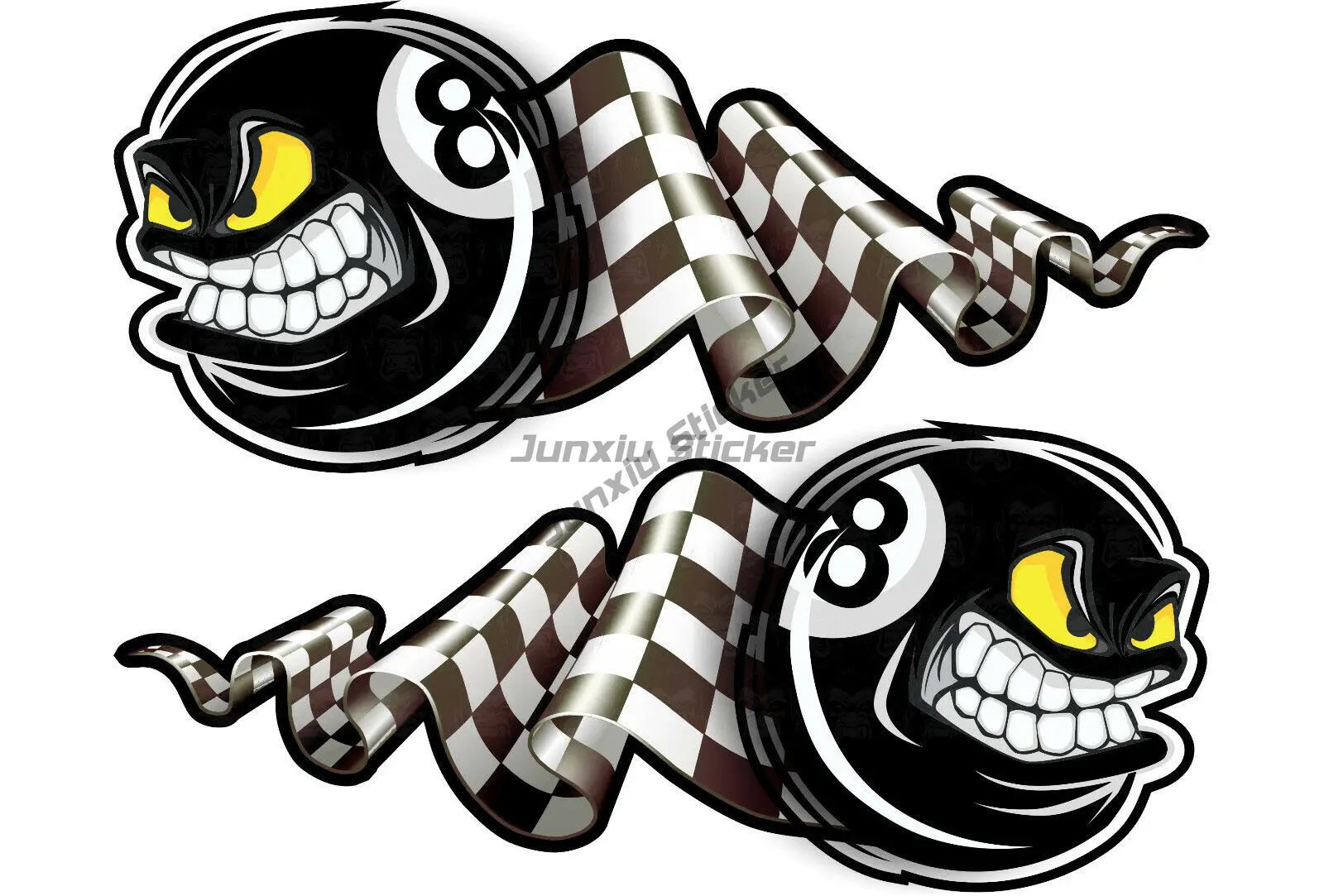 2x 8 Ball Sticker XL Flag HOT ROD Sticker Old School Vintage Retro V8 Scratch-Proof Sunscreen