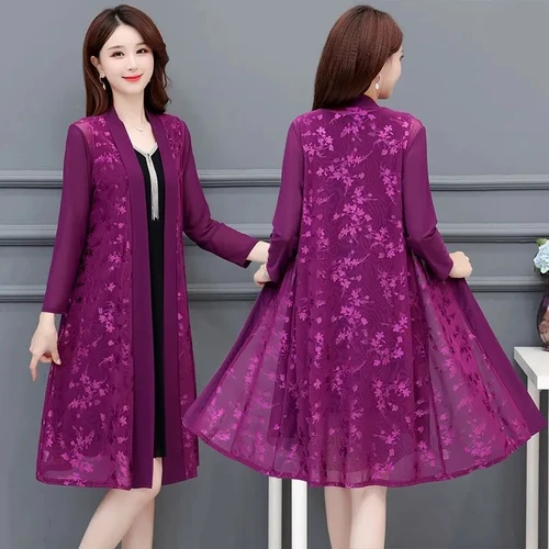 Cárdigan de moda para mujer de mediana edad, ropa de protección solar de estilo fino, Tops, abrigo para mujer, nuevo chal de verano, ropa de protección solar larga, chaqueta