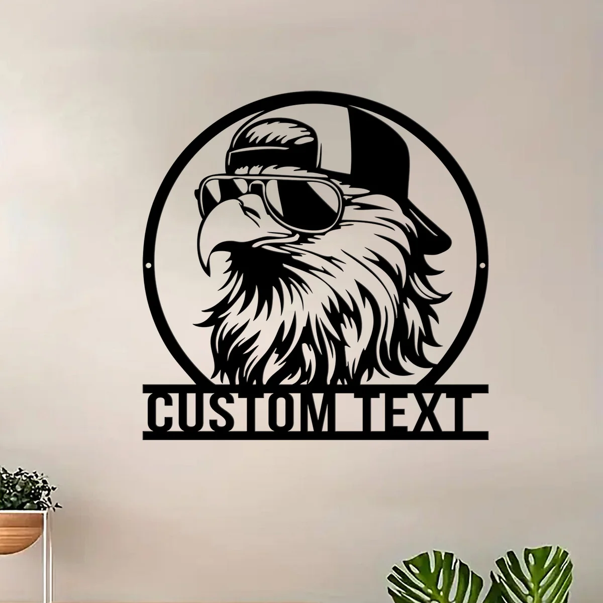 Custom Bald Eagle Trucker Hat Metal Sign Personalized Wall Art Featuring an American Eagle