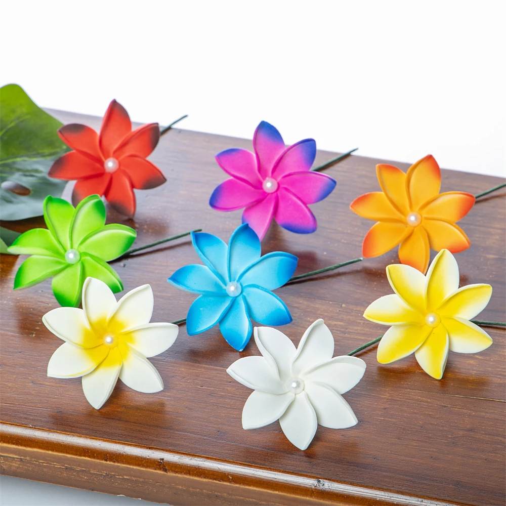 

80Pcs Wholesale Tahiti Tiare Flowers Aloha Ear Flower Hairpick Hawaii Style Hula Girls Supplies Gifts for Tropical Parties