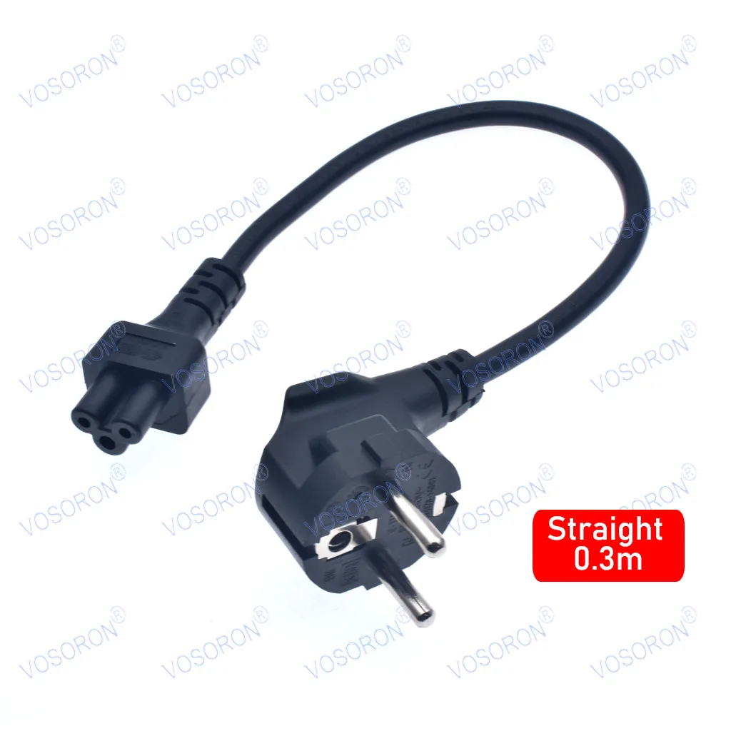 1ft European short travel power cord CEE7/7 male to IEC 320 C5 female for laptop notebook, 1ft schuko to C5 cord