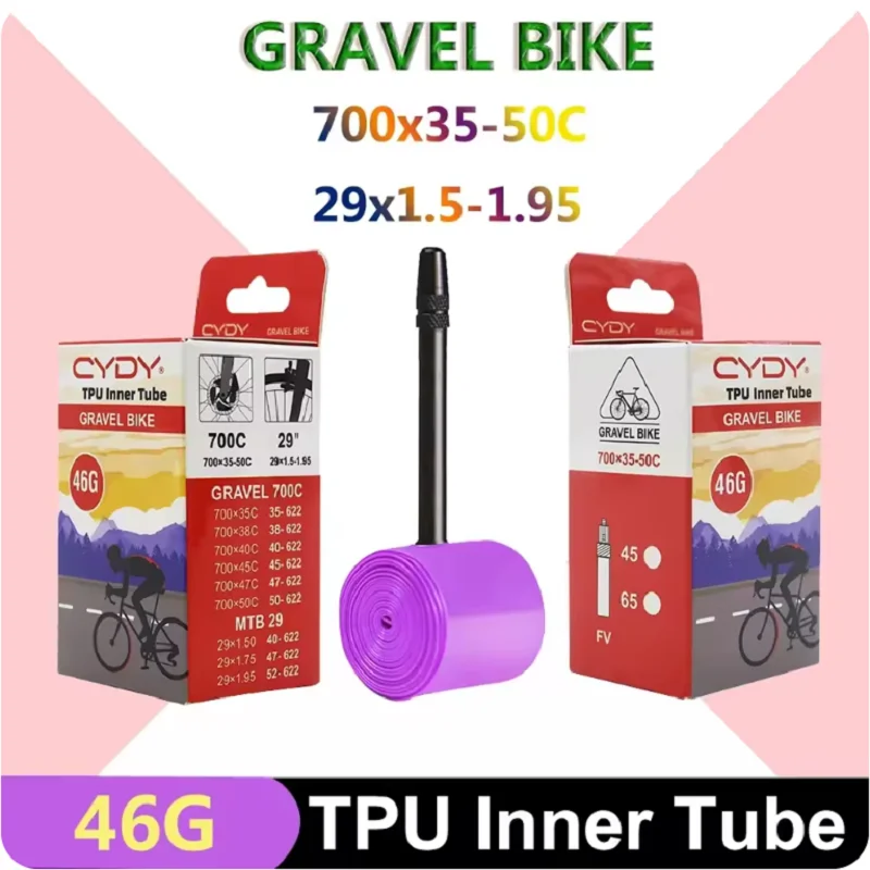 Camera d'aria CYDY TPU per bici da strada GRAVEL 700C 700x35-50C per pneumatici 35C 38C 40C 45C 50C, camera d'aria per bicicletta MTB 29x1.5-1.95 pneu aro
