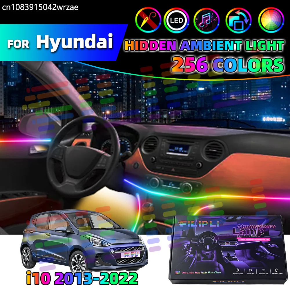 

For Hyundai I10 2013-2022 2014 2015 2016 2017 2018 Car Acrylic LED Ambient Lamps Auto Interior Colorful Atmosphere Lights Strip