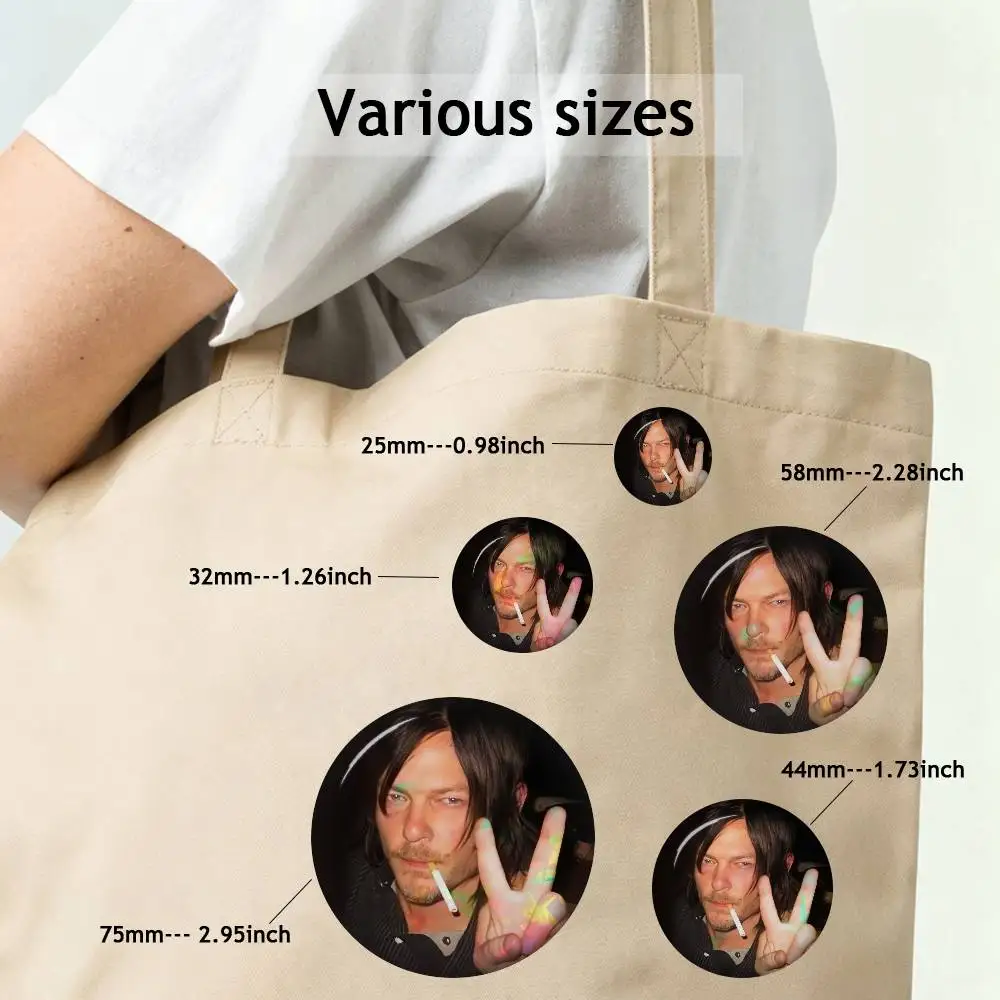 Norman Reedus Portraits Walking Dead Badge Creative Pins Brooch for Bag Clothes Hat Decor Gifts Fans Collect