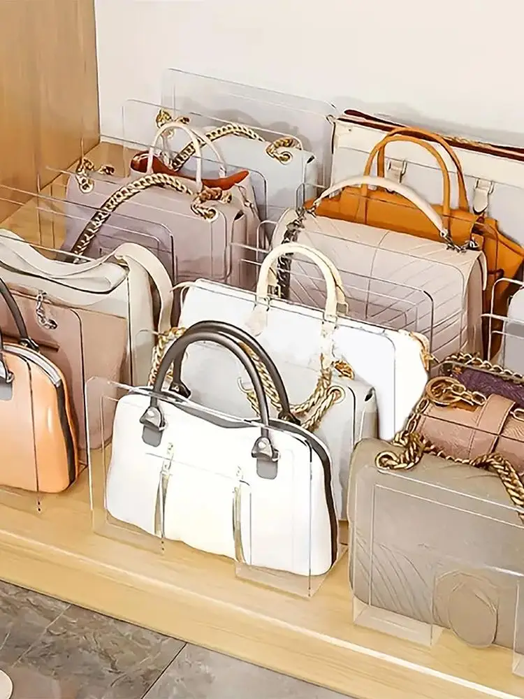 

2 шт., прозрачный пластиковый кошелек, органайзер для сумок, 4 секции, сумка, полка, разделитель, подставка для кошелька, органайзер для хранения сумок