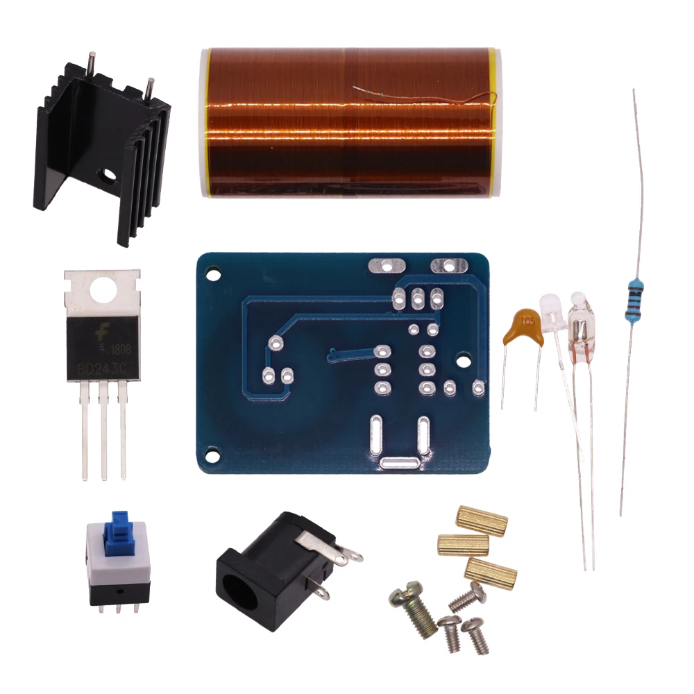 Imagem -06 - Mini Kit Bobina de Tesla Adereços Mágicos Peças Faça Você Mesmo dc 9v12v Luzes Vazias Tecnologia Faça Você Mesmo Eletrônica Bd243c Bd243