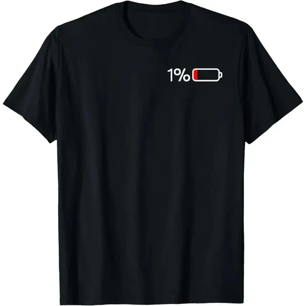 1% Battery I Funny Low Energy Percent T-Shirt