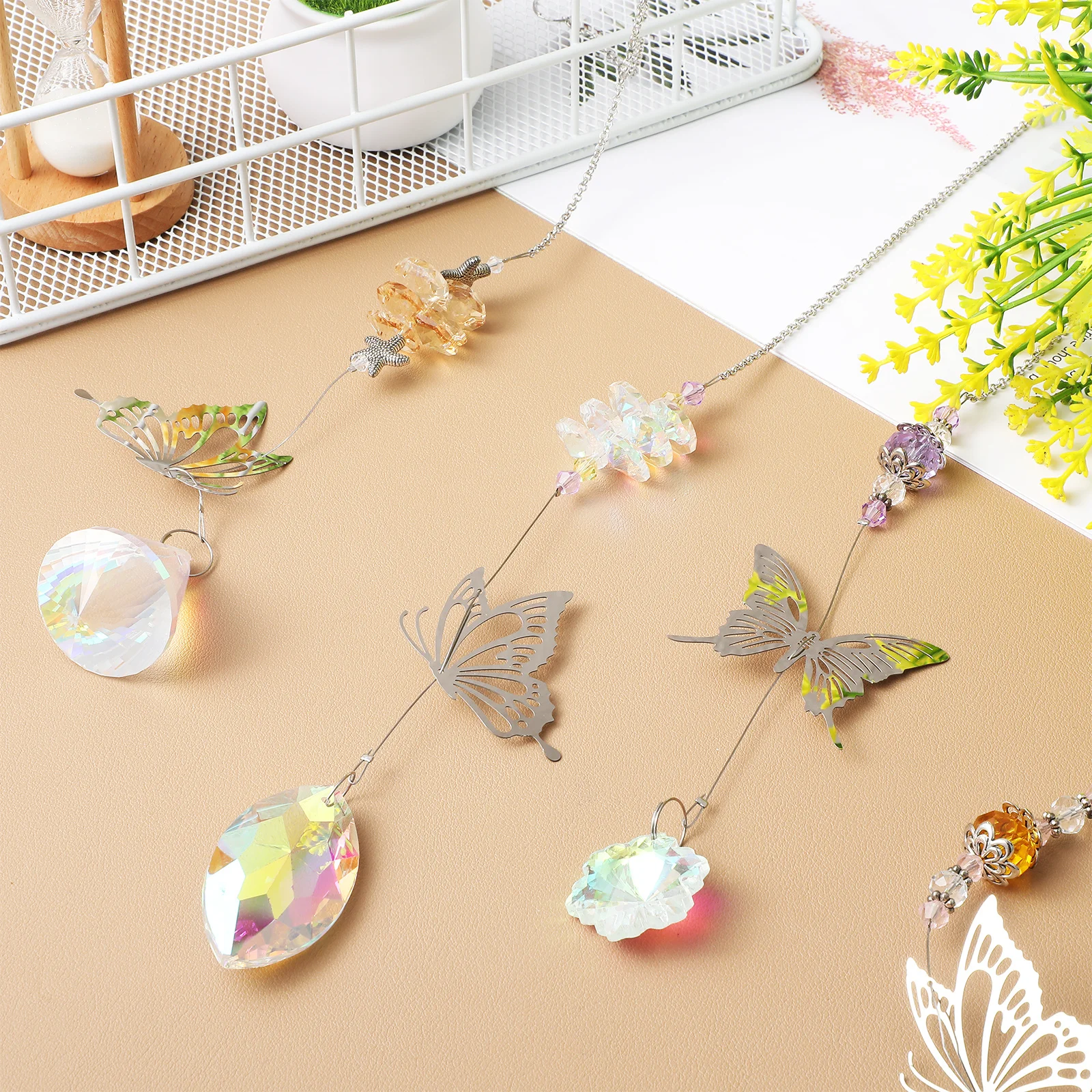 

7Pcs Crystal Hanging Sun Catcher Butterfly Decor Window Garden Ornament Home Decoration Sun Catchers with Crystals