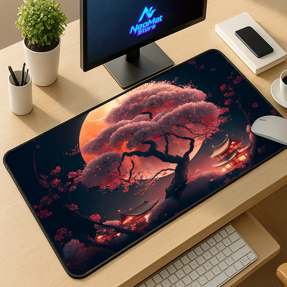 Black Mouse Mat Landscapes Mause Pad Gamer Room Decoration Keyboard Support Protector Desk Accessories Rubber Carpet for Mouse