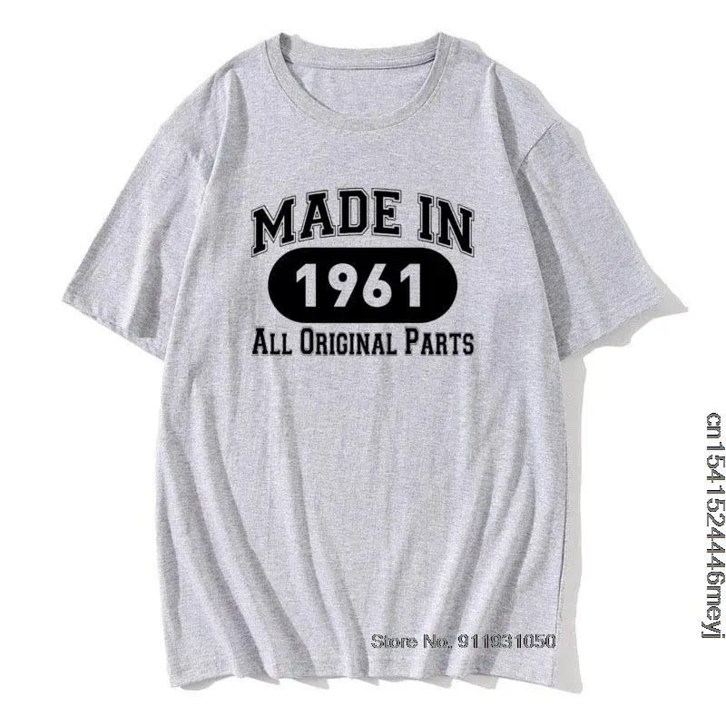 Gift Made In 1961 All Original Parts Gold Glitter Retro Print Short Sleeve Oversized T-shirt Anniversary Birthday gift T-shirt