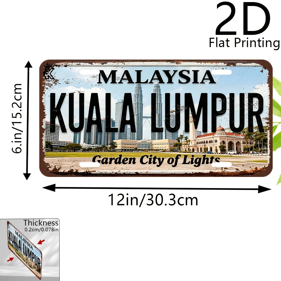 2D Flat, 1pc 2D Flat Poster - 1 Vintage Aluminum License Plate | 6