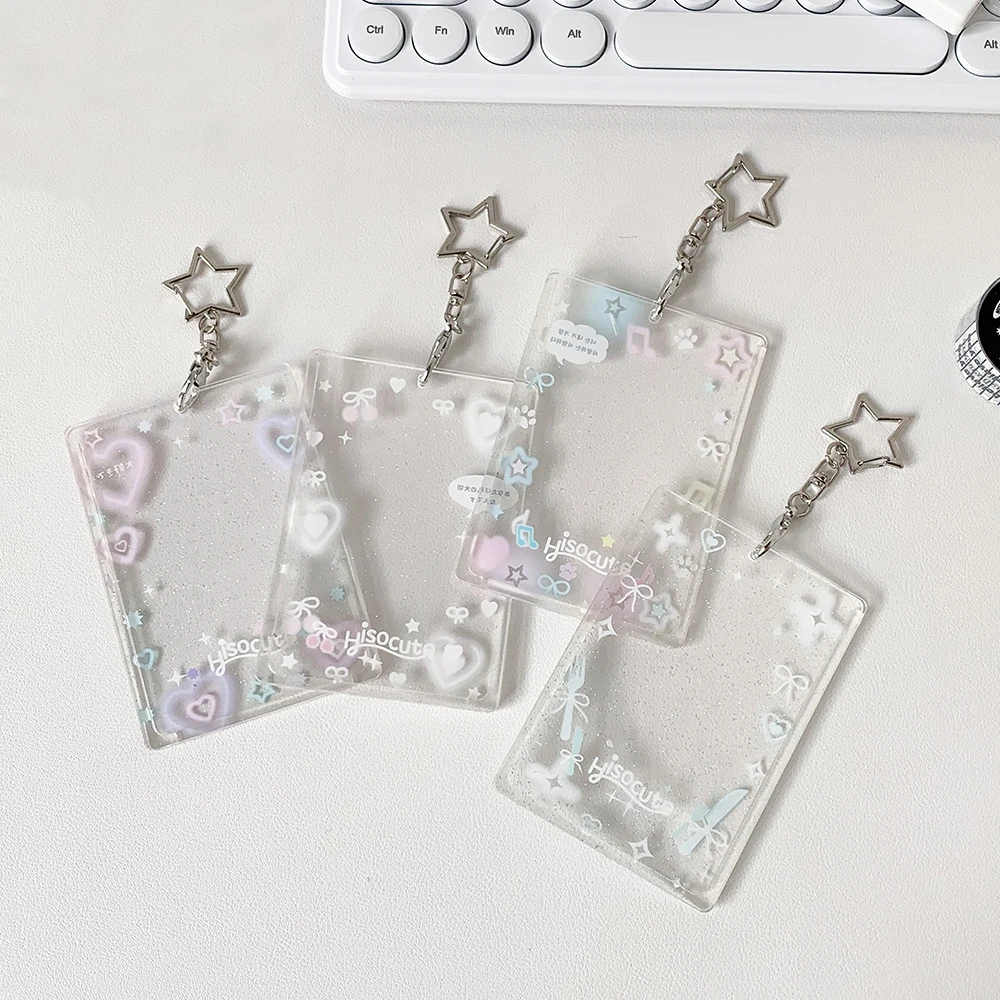 

INS Kpop Card Holder Student Badge Protector Transparent Acrylic Backpack Pendant Kpop Cards Holder Graffiti Love Card Protector