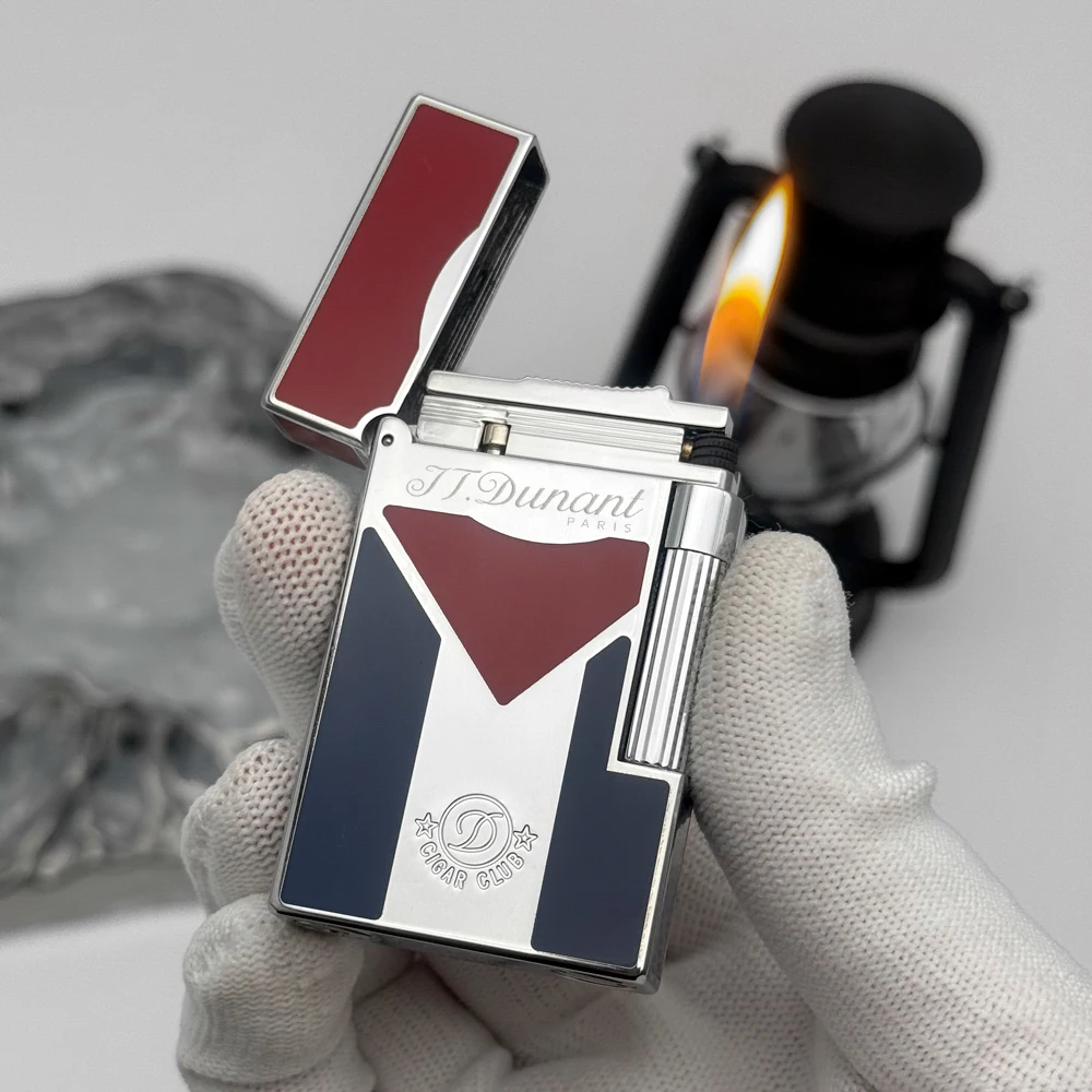 Cuba Cigar Gas Metal Lighters Brass Cigarette Lighter Men Gift Collections  Chinese Lacquer Cuban Flag Ding Sound Men Father Gift