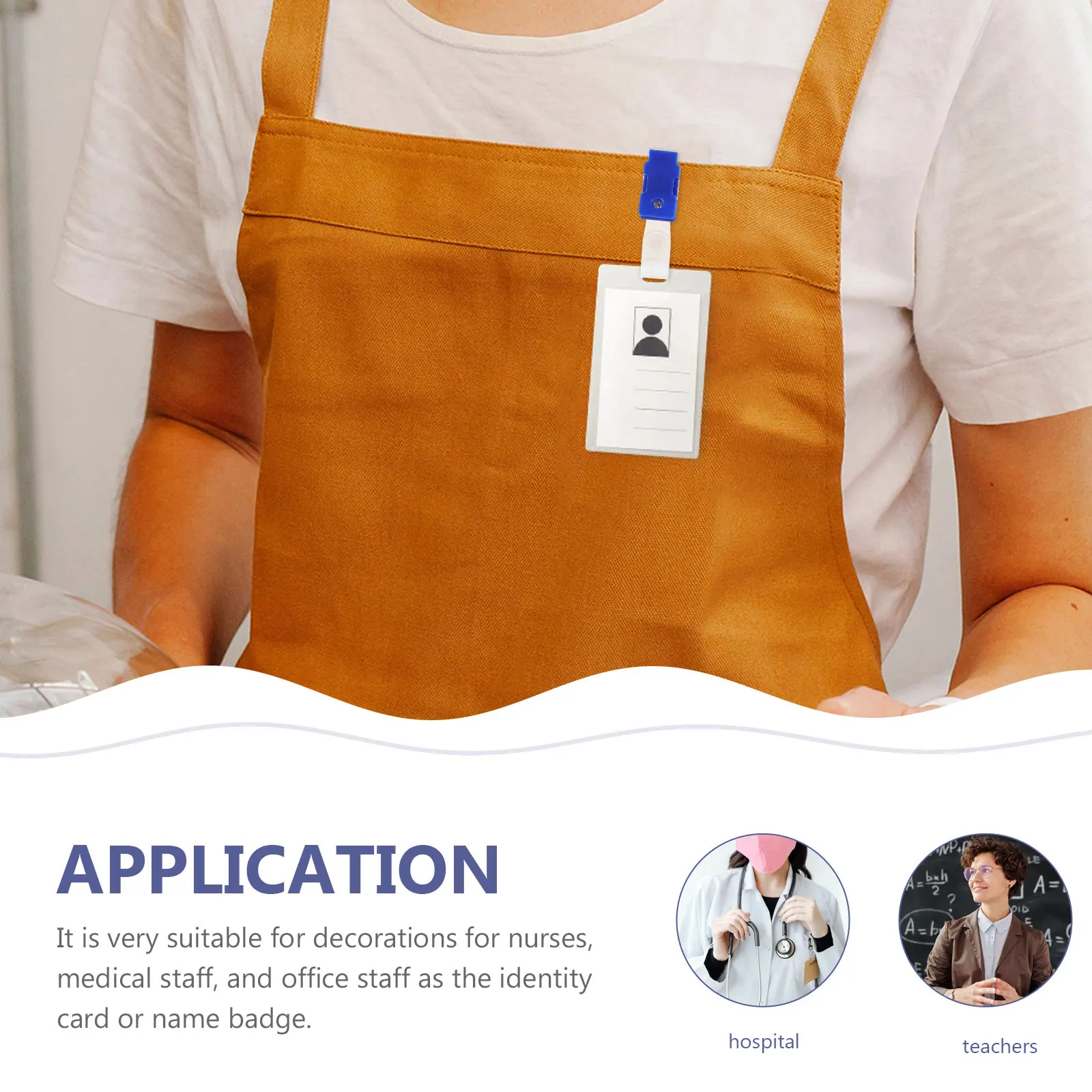 

100pcs Badge Holder Clips Blue Plastic ID Card Sleeves Detachable Lightweight Practical Sturdy Serrated for Nurses