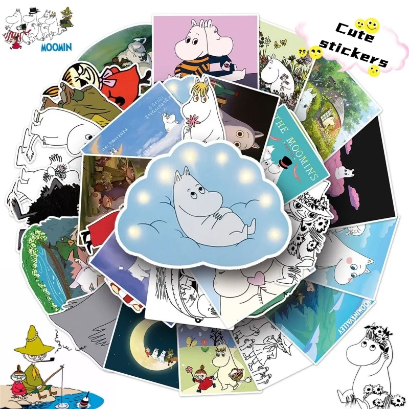 Hippo Moomin Cartoon-Animation Kreative Lustige Handbemalte DIY Dekorative Kopfhörer-Hülle, Spielkonsole, Gitarre, Kühlschrank-Aufkleber