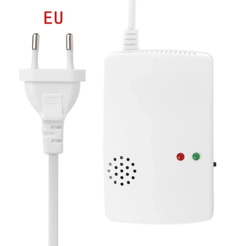 Enchufe de la UE Detector de gas natural y monóxido de carbono Enchufe en 2 en 1 Co propano GLP Alarma de sensor de fuga de gas combustible para cocina