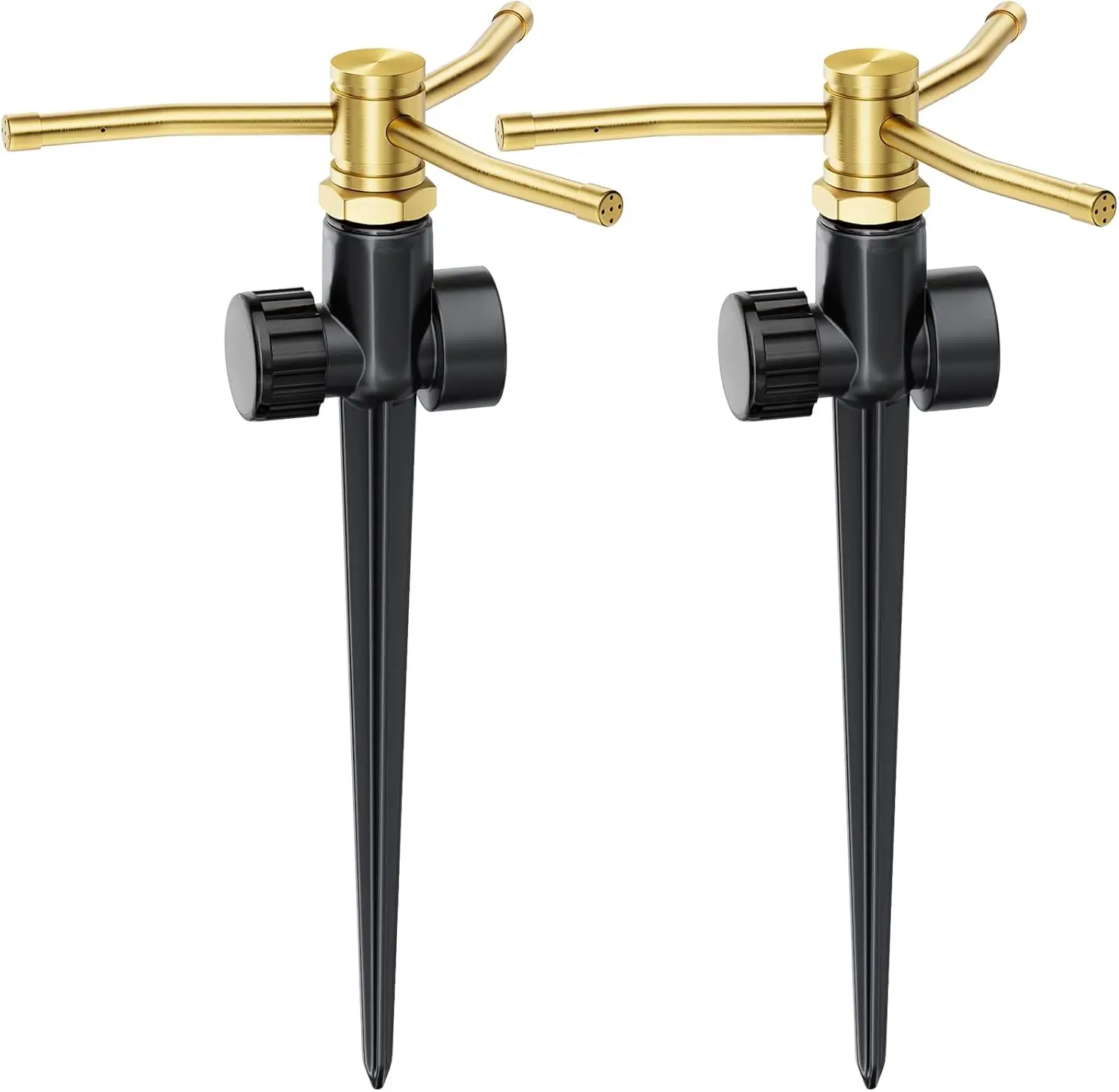 

2 Pack Metal Lawn Sprinklers for Yard with Spike Base, 3-Arm Water Sprinkler 360 Degree Automatic Rotary Garden Sprinkler