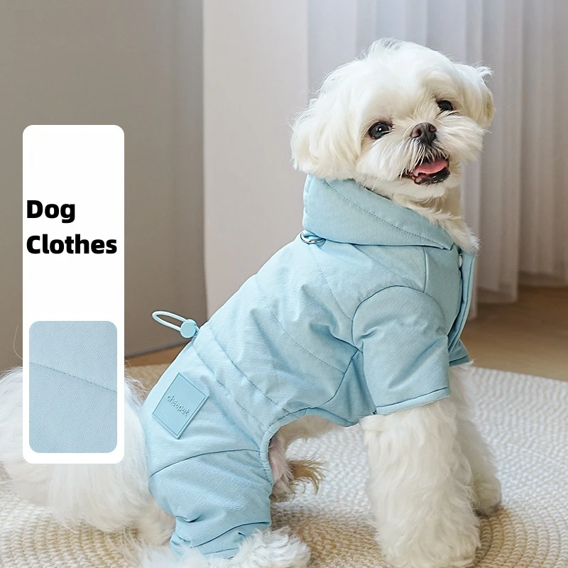 Small Dog Clothes Autumn And Winter Four Legs Cotton Clothes Teddy Dog Coat Can Be Pulled To Wear Thick Pet Clothes