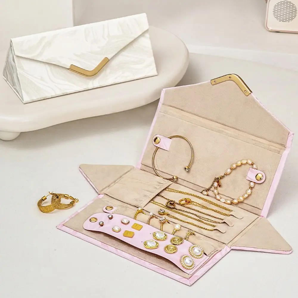 

Складная шкатулка для украшений из искусственной кожи, вместительный складной футляр для очков, компактный дизайн с несколькими разделителями