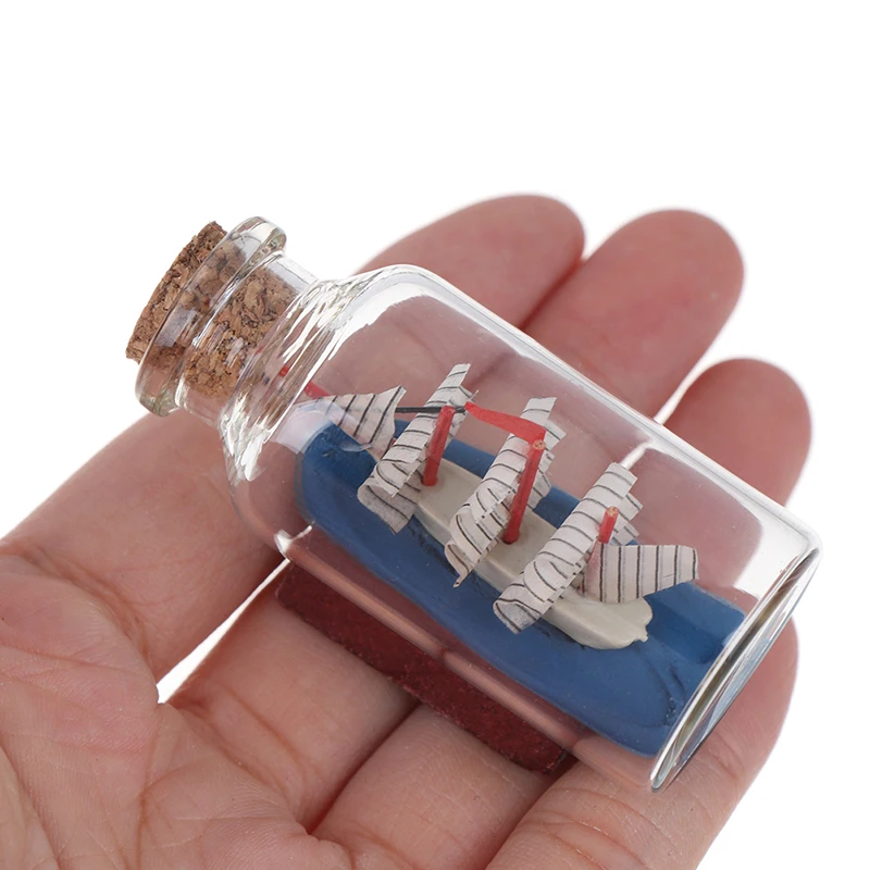 Beach Shell Sand Sailing Boat In Bottles Miniatures Fairy Garden Glass Decoration Figurines Drift DIY Desktop Home Accessories