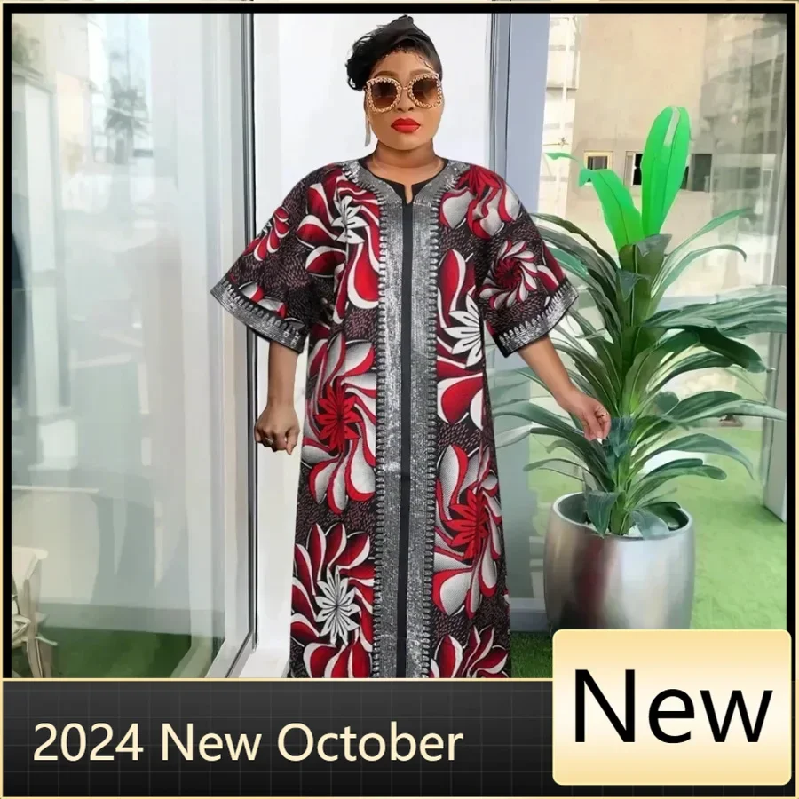 

African Dresses for Women Traditional Africa Clothing Dashiki Ankara Print Wax Robe Kaftan Wedding Party Evening Gown 2024