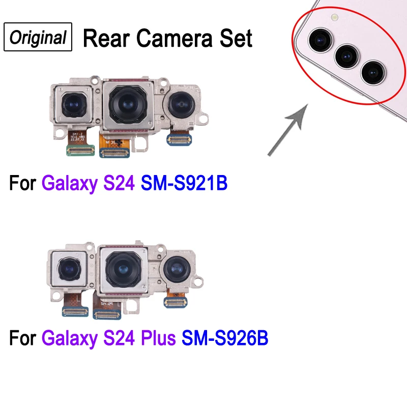 Zestaw tylnej kamery do Samsung Galaxy S24 SM-S921B / Galaxy S24 Plus SM-S926B, zamiennik kamery tylnej (makro, tele, szerokokątna) — zdjęcie produktu 2