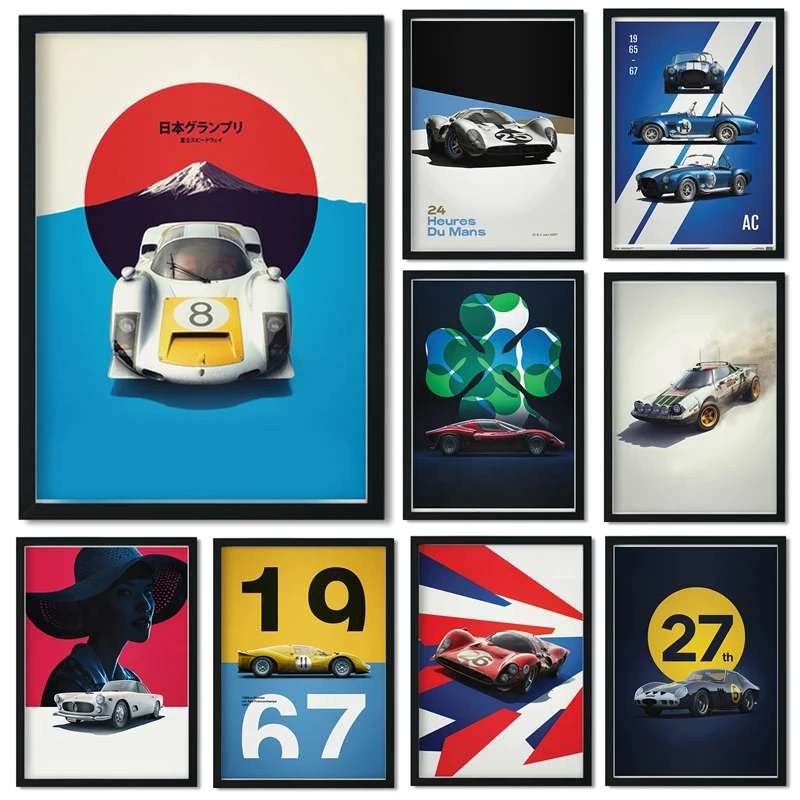 Retro F1 Racing Poster Speed Car GTR 911 Mans Motorsport Formula 1 Wall Art Mural Home Office Driver Room Decor Canvas Posters