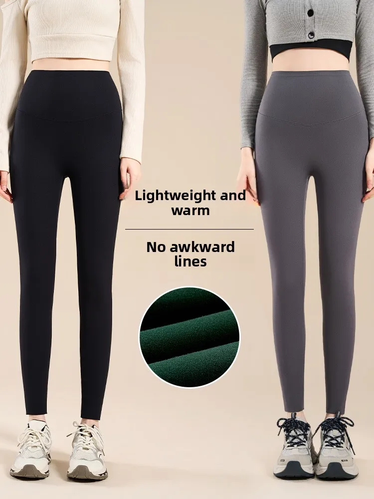 

Утягивающие штаны для йоги с высокой талией из овчины, зимняя теплая верхняя одежда, женская одежда, новинка 2025, удобные леггинсы без совы